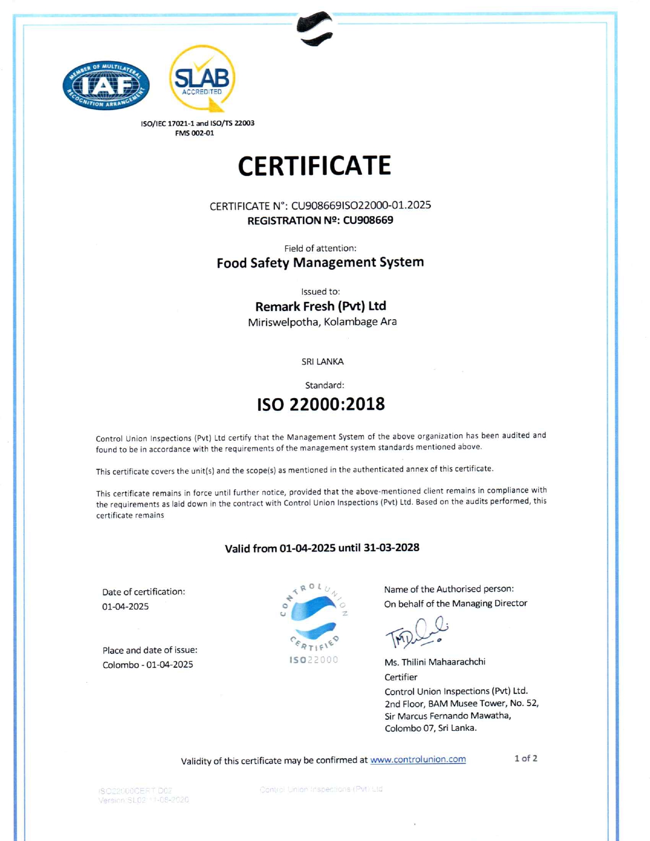 ISO Certificate